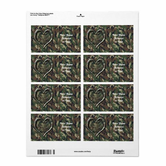 Camouflage Heart Etiket (Full Sheet)