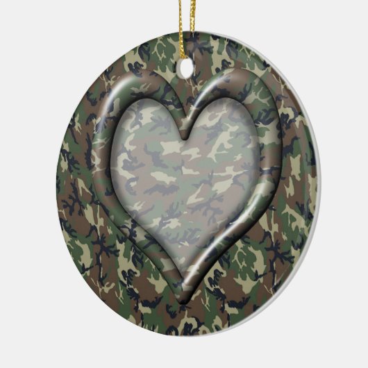 Camouflage Heart Keramisch Ornament (Links)