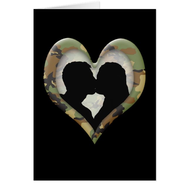 Camouflage Heart met zoende Couple (Voorkant)