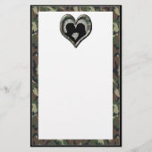 Camouflage Heart met zoende Couple Briefpapier (Voorkant)