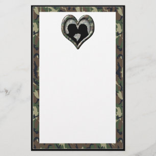 Camouflage Heart met zoende Couple Briefpapier