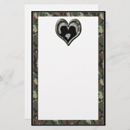 Camouflage Heart met zoende Couple Briefpapier (Voorkant / Achterkant)