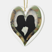 Camouflage Heart met zoende Couple Keramisch Ornament (Links)