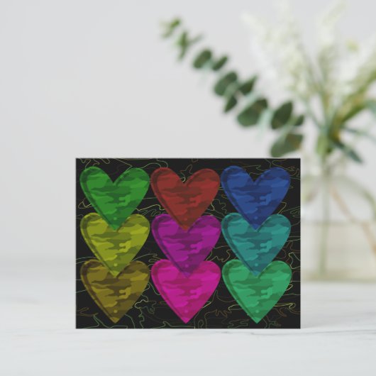 Camouflage Heart Pattern of Colors Briefkaart (Staand voorkant)