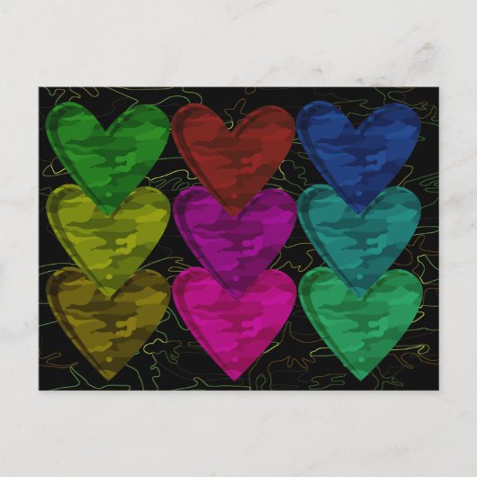 Camouflage Heart Pattern of Colors Briefkaart (Voorkant)