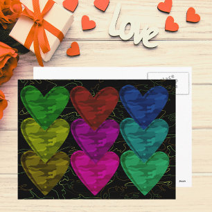 Camouflage Heart Pattern of Colors Briefkaart
