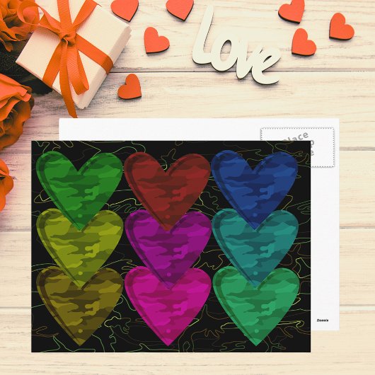 Camouflage Heart Pattern of Colors Briefkaart