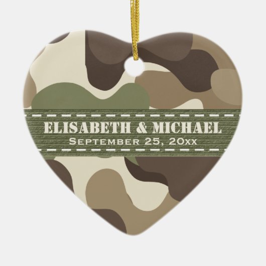 Camouflage Heart Personalized Wedding Ornament (Voorkant)