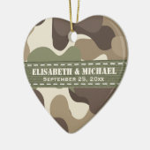 Camouflage Heart Personalized Wedding Ornament (Links)