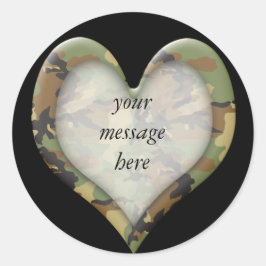 Camouflage Heart Ronde Sticker