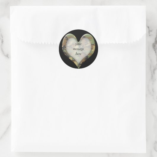 Camouflage Heart Ronde Sticker (Tas)