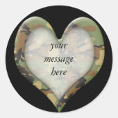 Camouflage Heart Ronde Sticker (Voorkant)