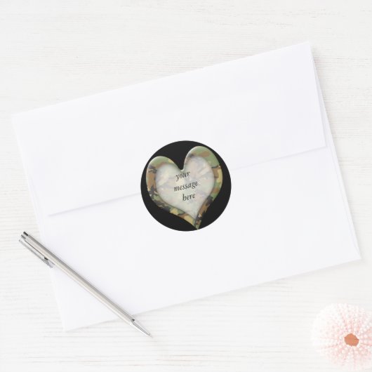 Camouflage Heart Ronde Sticker (Envelop)