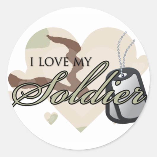 Camouflage Heart Ronde Sticker (Voorkant)