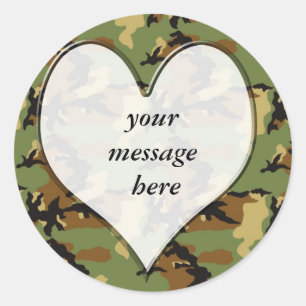 Camouflage Heart Ronde Sticker