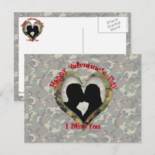 Camouflage Heart - Vermiste u op Valentijnsdag Feestdagenkaart (Voorkant / Achterkant)