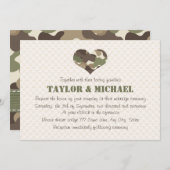 Camouflage Heart Wedding Invites Kaart (Voorkant / Achterkant)