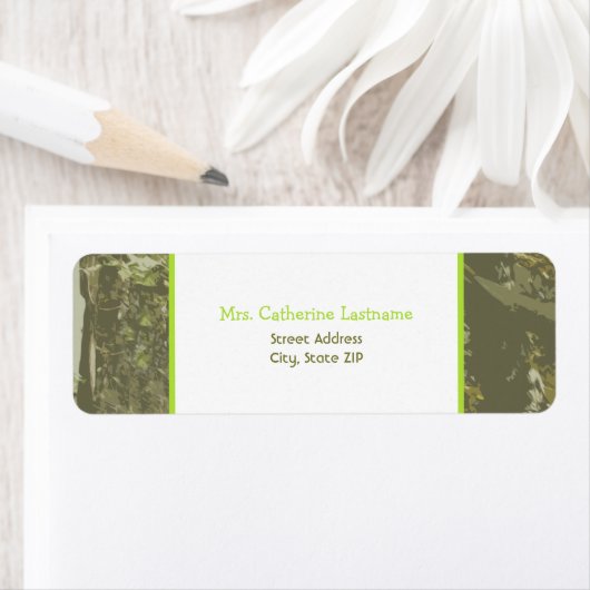 Camouflage & Heldergroen Adreslabel Sticker (Insitu)