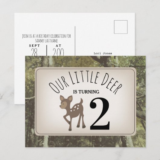 Camouflage Hert Verjaardag Uitnodiging Briefkaart (Voorkant / Achterkant)