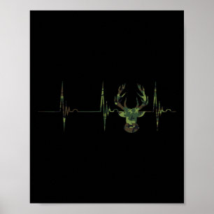 Camouflage hertengewei jagen hartslag ECG puls Poster