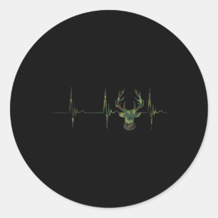 Camouflage hertengewei jagen hartslag ECG puls Ronde Sticker