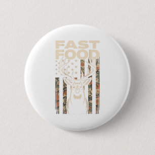 Camouflage hertenjacht fastfood grap jager cadeau ronde button 5,7 cm