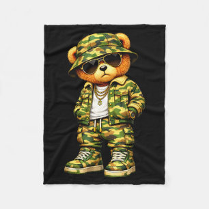 Camouflage hiphop teddybeer camouflage gangsta coo fleece deken