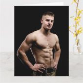 Camouflage Hot Guy Groetjes Kaart (Gele Bloem)