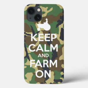 Camouflage Houd kalm en Boerderij aan iPhone 13 Hoesje