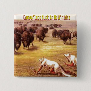 "Camouflage Hunt in Wolf Hides" Vierkante Button 5,1 Cm