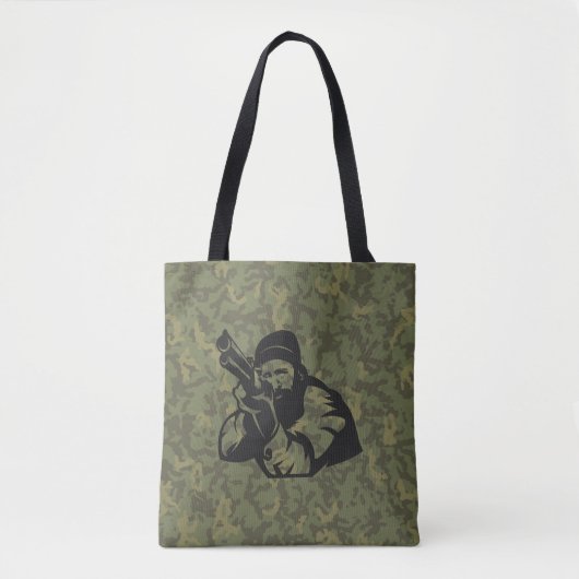 Camouflage Hunter Aiming Illustratie Ontwerp Tote Bag (Voorkant)