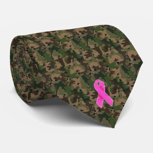Camouflage Hunter for Breast Cancer Awareness Stropdas (Opgerold)