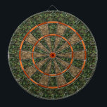 Camouflage Hunter Green Sinaasappel Dartbord<br><div class="desc">Dit jachtdartboard heeft een groen en bruin camopatroon en wisselende schaduwen van sinaasappel. Dit is een geweldig spelbord voor buitenshuis,  jagers en mannen met camouflage-themed man grotten. Bekijk meer variaties in onze winkel!</div>