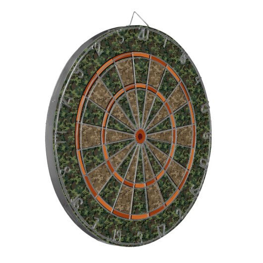 Camouflage Hunter Green Sinaasappel Dartbord (Voorkant Links)