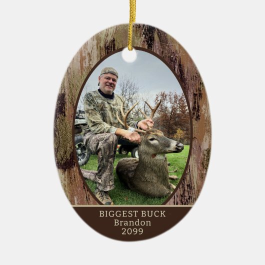 Camouflage Hunting 2 Photos Personalized Keramisch Ornament (Voorkant)