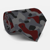 Camouflage in donkerrood, grijs en zwart stropdas (Opgerold)