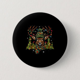 Camouflage jacht rendier herten kerstlichtjes Kers Ronde Button 5,7 Cm