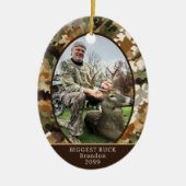 Camouflage Jagen Een Foto Aangepast Gepersonalisee Keramisch Ornament (Voorkant)