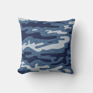 Camouflage Jeans achtergrond. gepotte denim Kussen