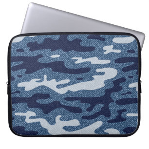 Camouflage Jeans achtergrond. gepotte denim Laptop Sleeve