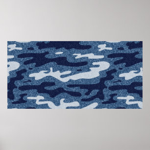 Camouflage Jeans achtergrond.  gepotte denim Poster
