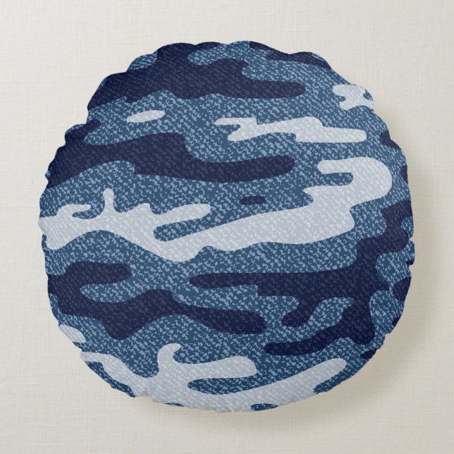 Camouflage Jeans achtergrond.  gepotte denim Rond Kussen (Voorkant)