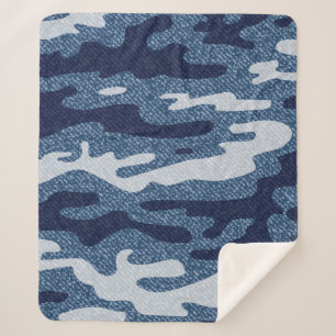 Camouflage Jeans achtergrond. gepotte denim Sherpa Deken