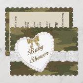 Camouflage kanten hart Baby shower uitnodiging (Voorkant / Achterkant)