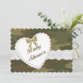 Camouflage kanten hart Baby shower uitnodiging (Staand voorkant)