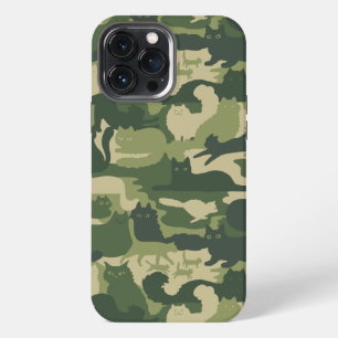 Camouflage Katten Patroon Army Groen Kitties Camo iPhone 13 Pro Max Hoesje