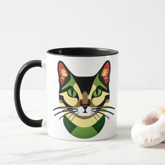 Camouflage kattenportret mok (Met donut)