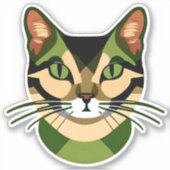 Camouflage kattenportret sticker (Voorkant)