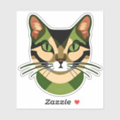 Camouflage kattenportret sticker (Vel)