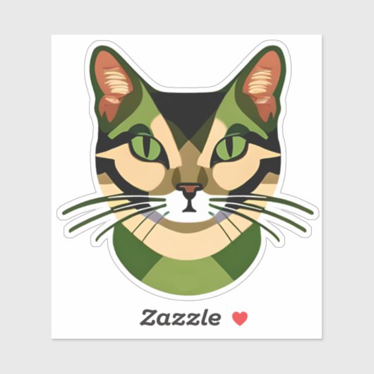 Camouflage kattenportret sticker (Vel)